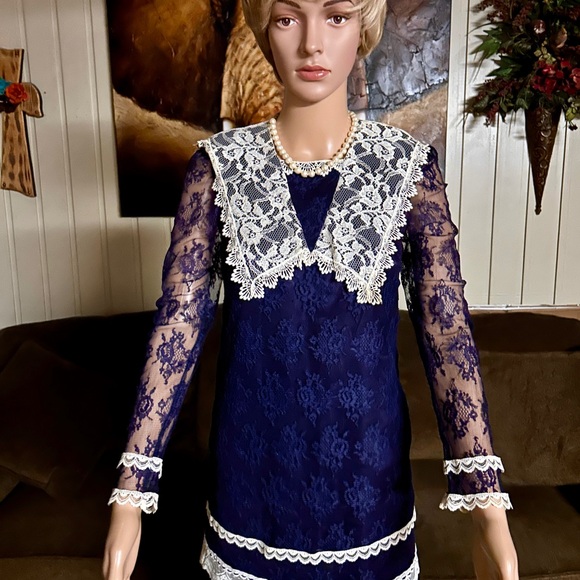 Jessica McClintock • Size 8 • Vintage • Dress • Purple • Floral Lace • Victorian - Picture 7 of 16